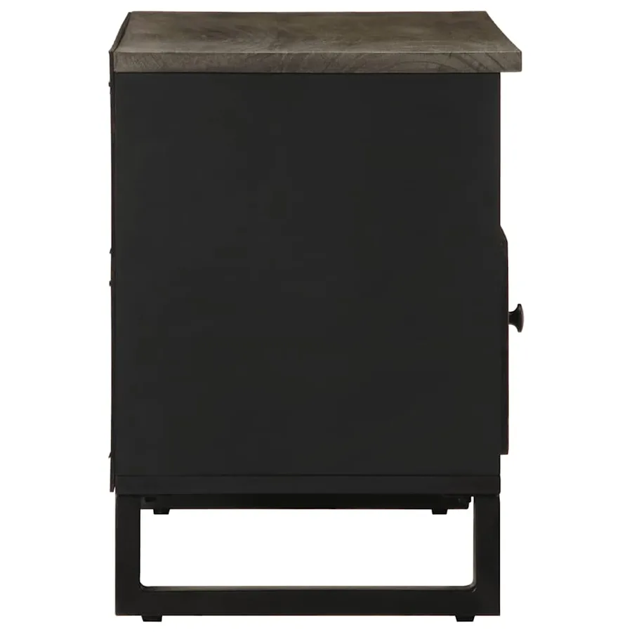 Meuble TV noir 80x33x46 cm bois massif de manguier - 4