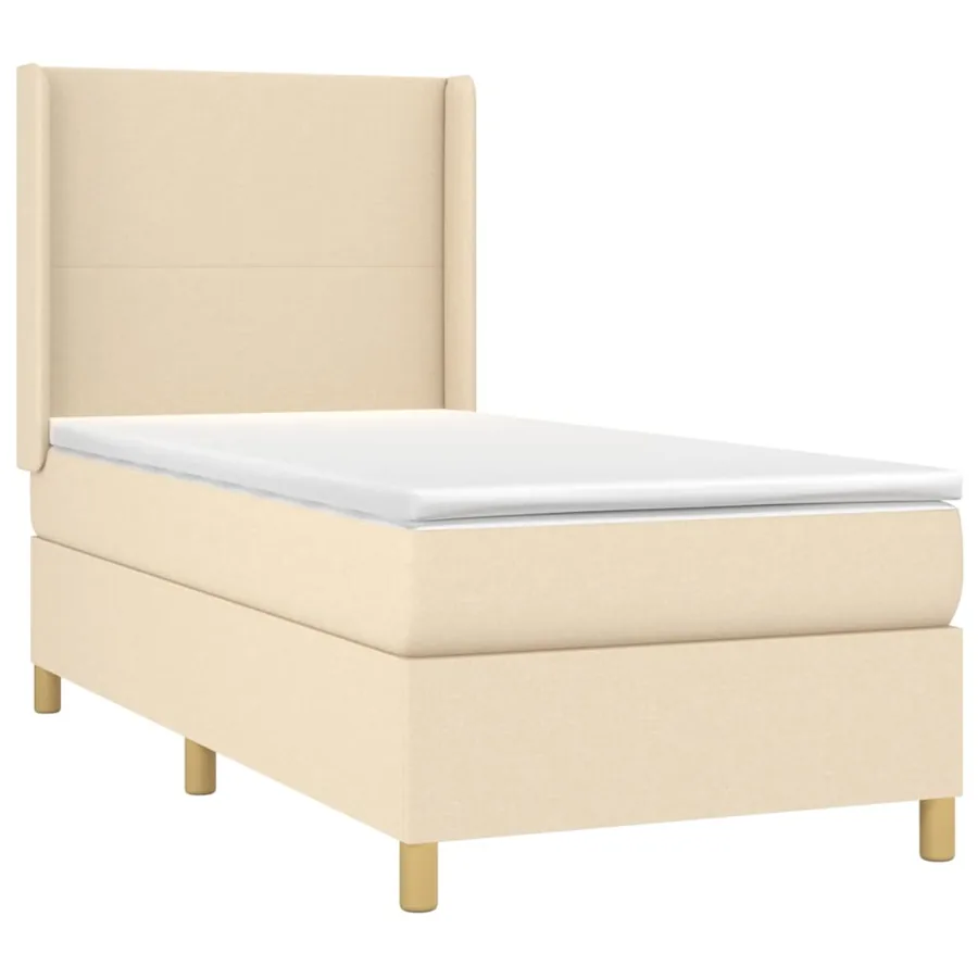 Sommier à lattes de lit matelas et LED Crème 90x200 cm Tissu - 4