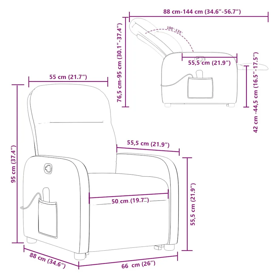 Fauteuil inclinable de massage Vert foncé Tissu - 16