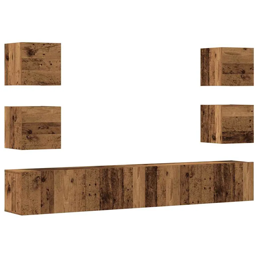 Meubles TV muraux 6 pcs vieux bois bois d'ingénierie - 2