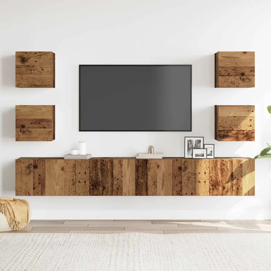 Meubles TV muraux 6 pcs vieux bois bois d'ingénierie - 3