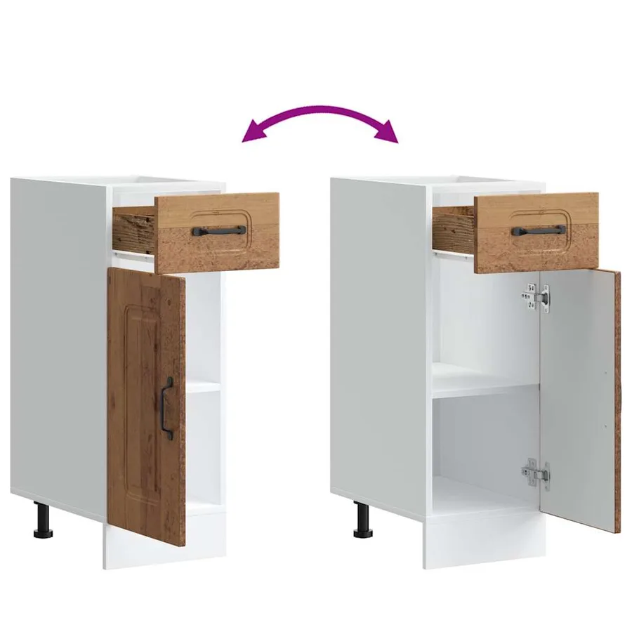 Armoire de cuisine Kalmar vieux bois bois d'ingénierie - 8