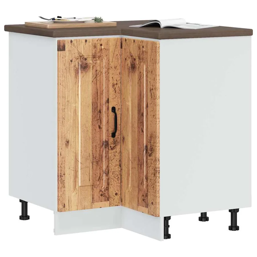 Armoire d'angle de cuisine Kalmar vieux bois bois d'ingénierie