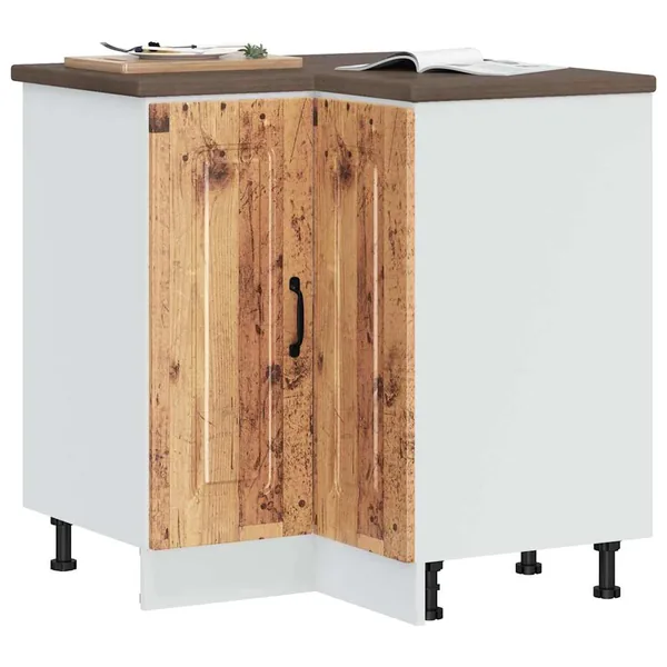 Armoire d'angle de cuisine Kalmar vieux bois bois d'ingénierie