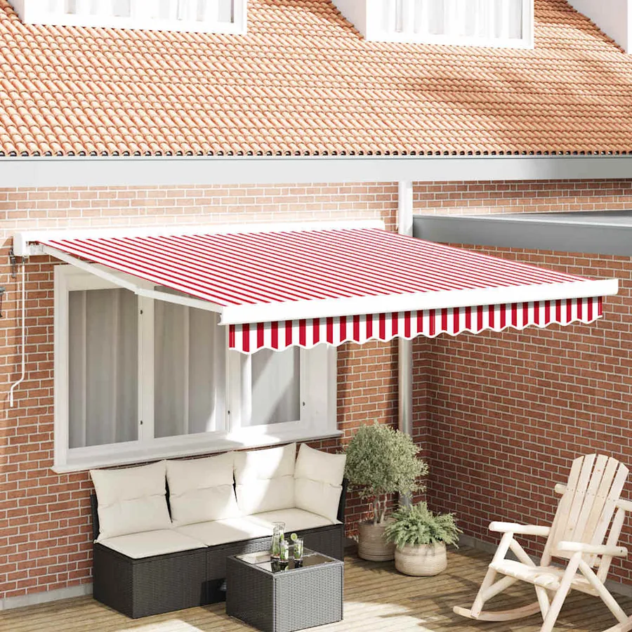 Auvent rétractable Rouge et Blanc 350 x 250 x 165 cm