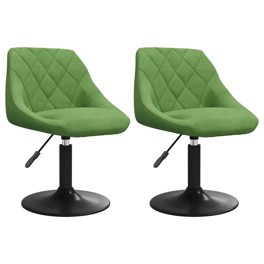 Chaises pivotantes à manger lot de 2 vert clair velours - 2