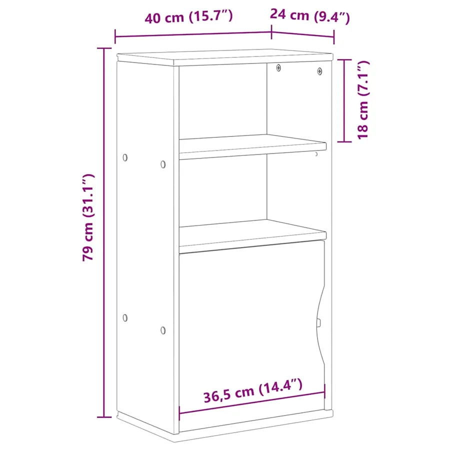 Armoire latérale ODDA 40x24x79 cm bois massif pin - 10