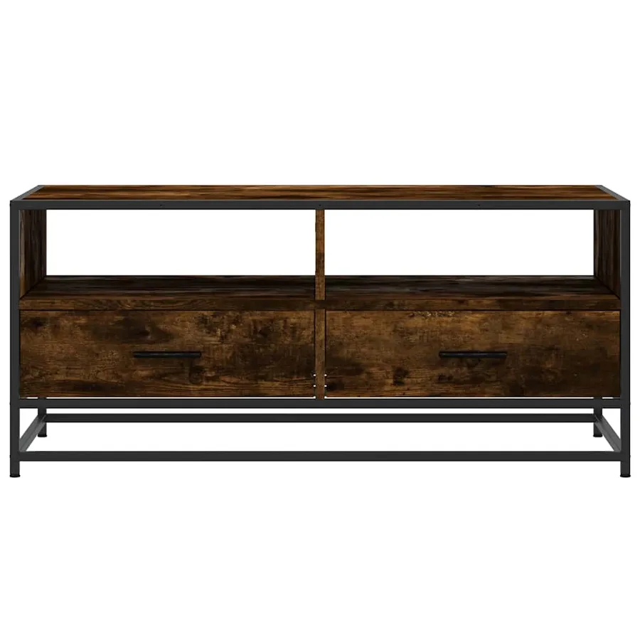 Table basse chêne fumé 100x50x45 cm bois d'ingénierie et métal - 5