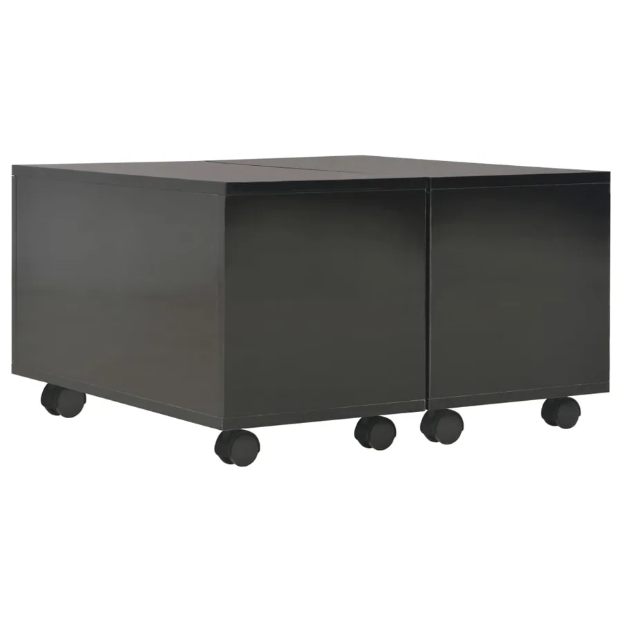 Table basse Noir brillant 60x60x35 cm Bois d'ingénierie - 2