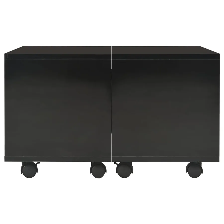 Table basse Noir brillant 60x60x35 cm Bois d'ingénierie - 3