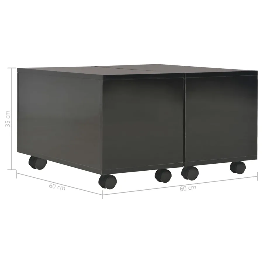 Table basse Noir brillant 60x60x35 cm Bois d'ingénierie - 8