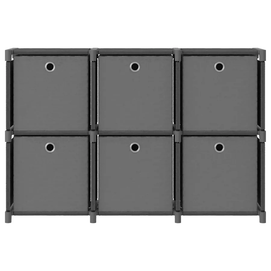 Étagère d'affichage 6 cubes et boîtes Gris 103x30x72,5 cm Tissu - 2