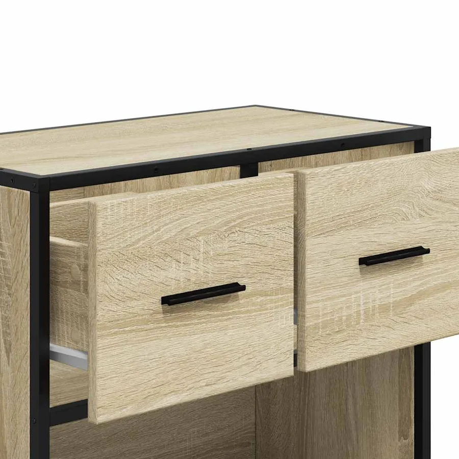 Table de chevet chêne sonoma 60x31x60 cm bois ingénierie métal - 9