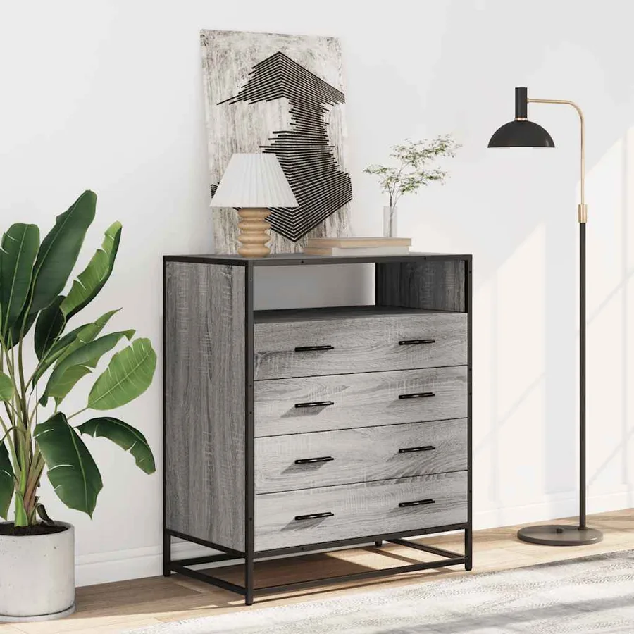 Commode sonoma gris 70x41x83,5 cm bois d'ingénierie - 3