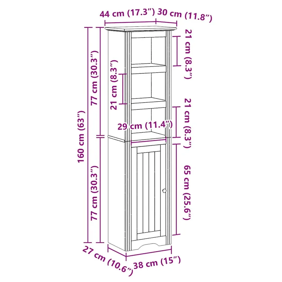 Armoire de salle de bain BODO gris 44x30x160 cm - 8