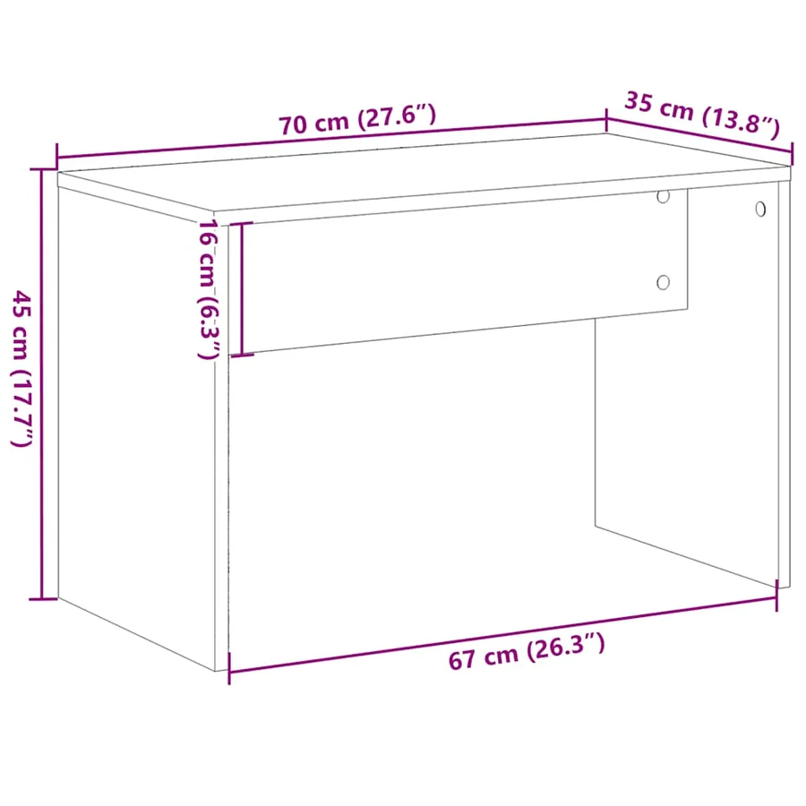 Tabouret de toilette vieux bois 70x35x45 cm bois d'ingénierie - 8