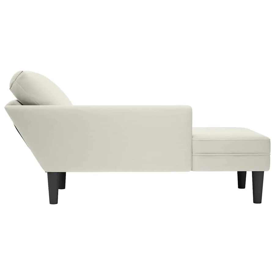 Fauteuil long avec coussin et accoudoir droit crème velours - 5