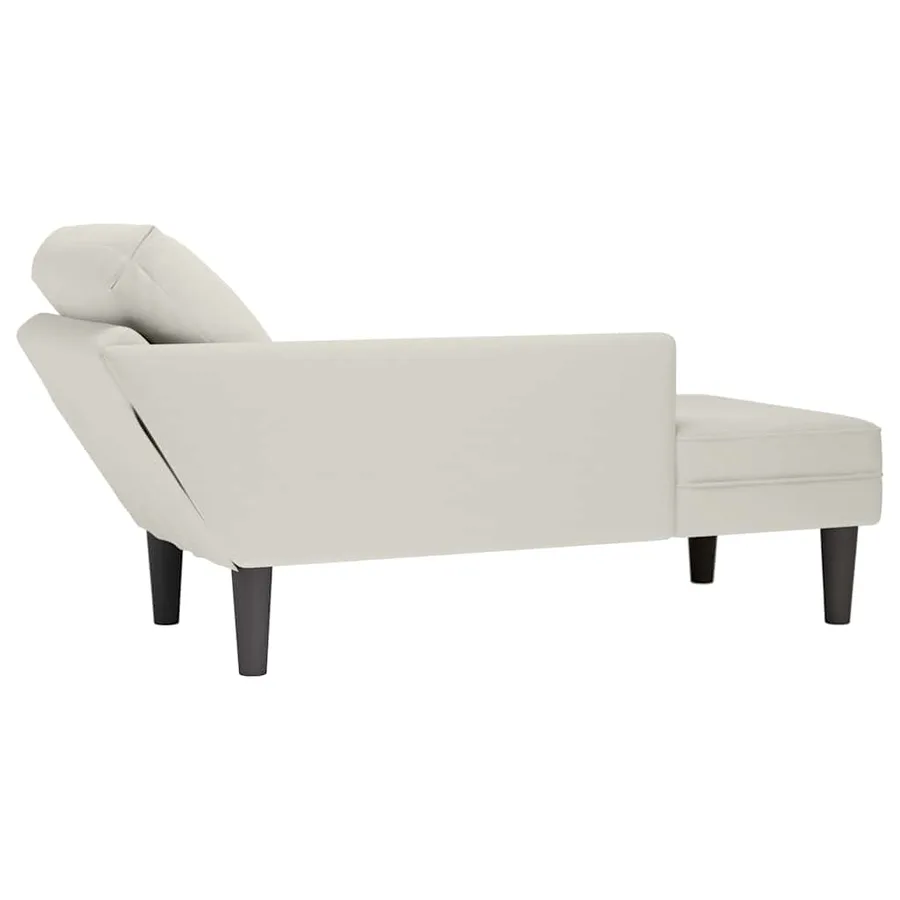 Fauteuil long avec coussin et accoudoir droit crème velours - 6