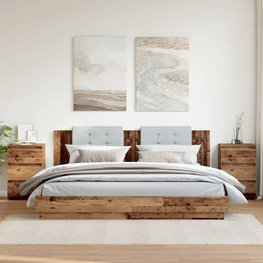 Tables de chevet 2 pcs vieux bois 40x35x62,5 cm bois ingénierie