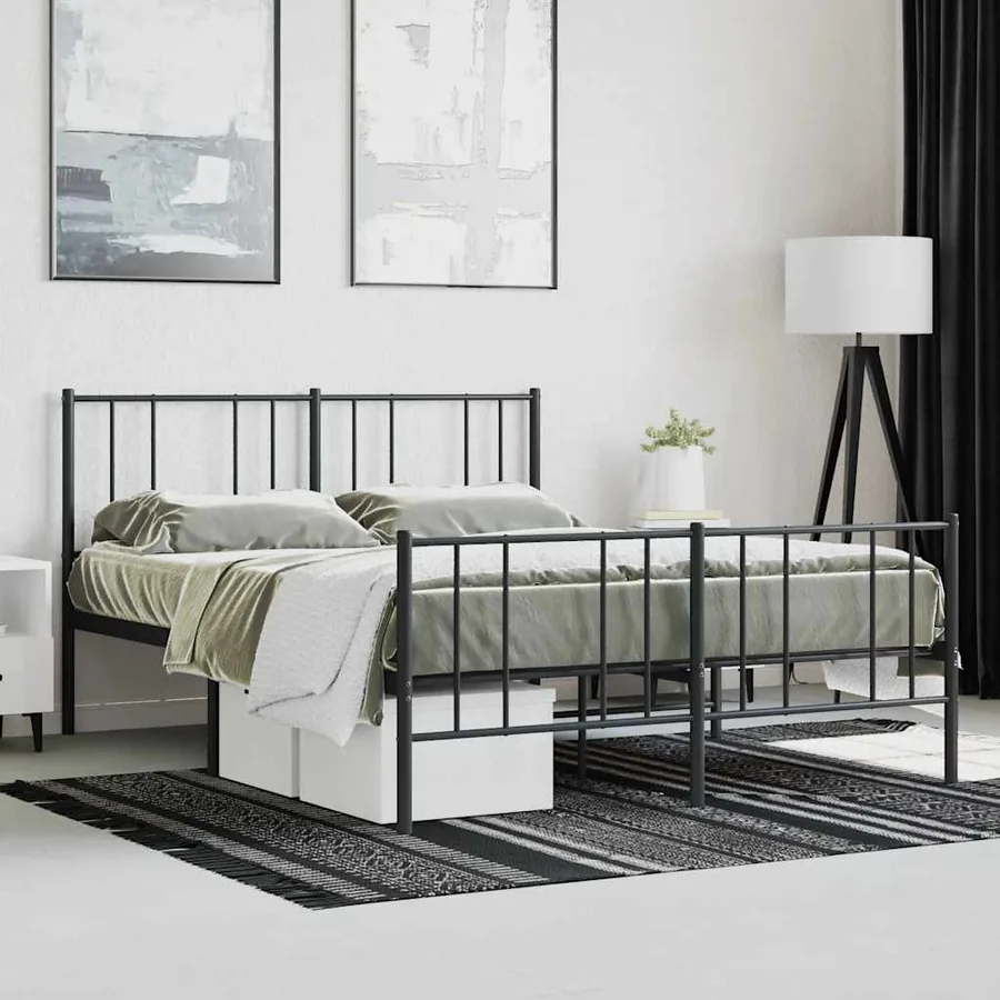 Cadre de lit métal sans matelas avec pied de lit noir 120x190cm - 4