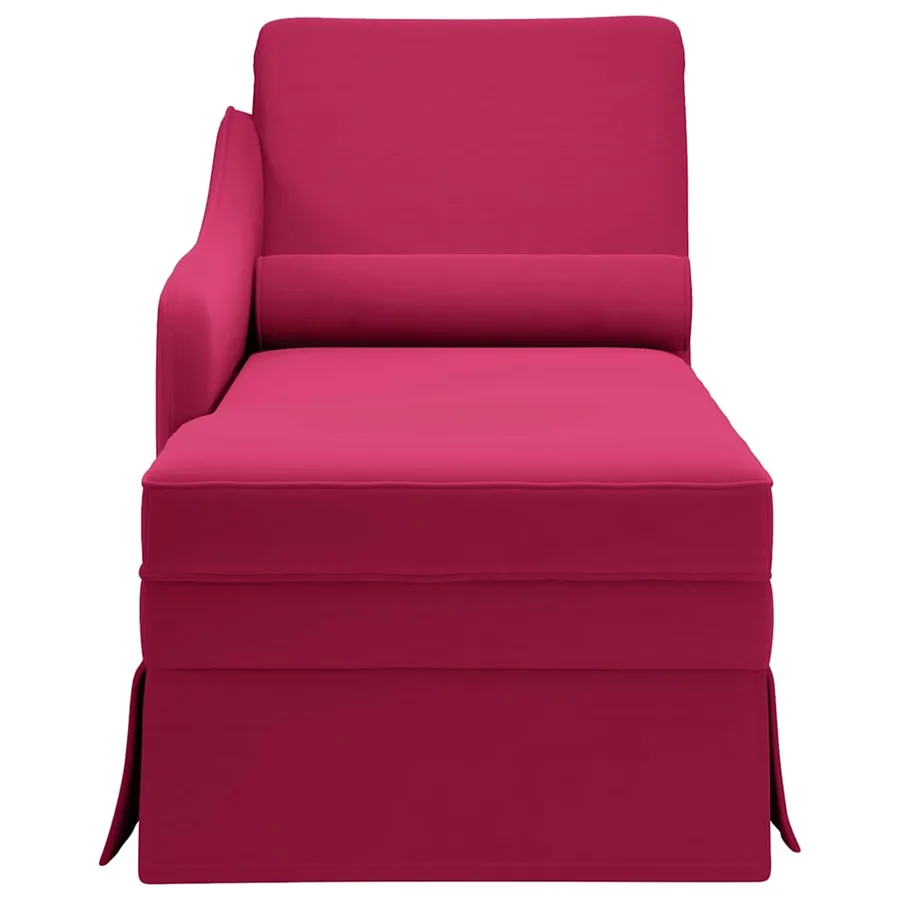 Fauteuil long avec traversin et accoudoir droit rouge bordeaux - 4