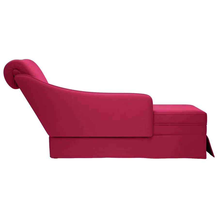 Fauteuil long avec traversin et accoudoir droit rouge bordeaux - 5