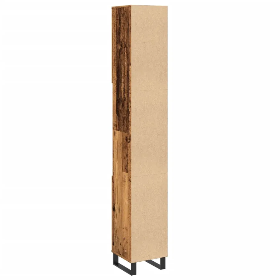Armoire de salle de bain vieux bois 30x30x190cm bois ingénierie - 6