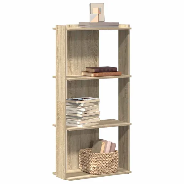 Bibliothèque à 3 niveaux chêne sonoma 60x30x120 cm