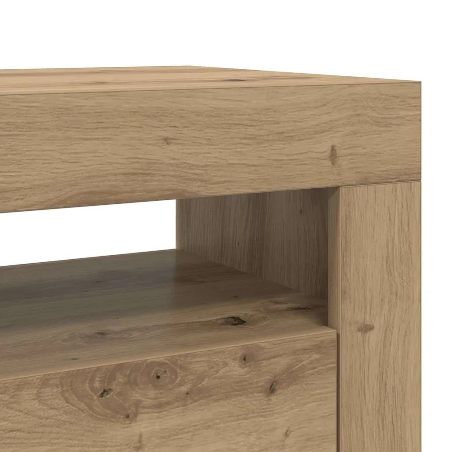 Meuble TV avec lumières LED chêne artisanal bois d'ingénierie - 11