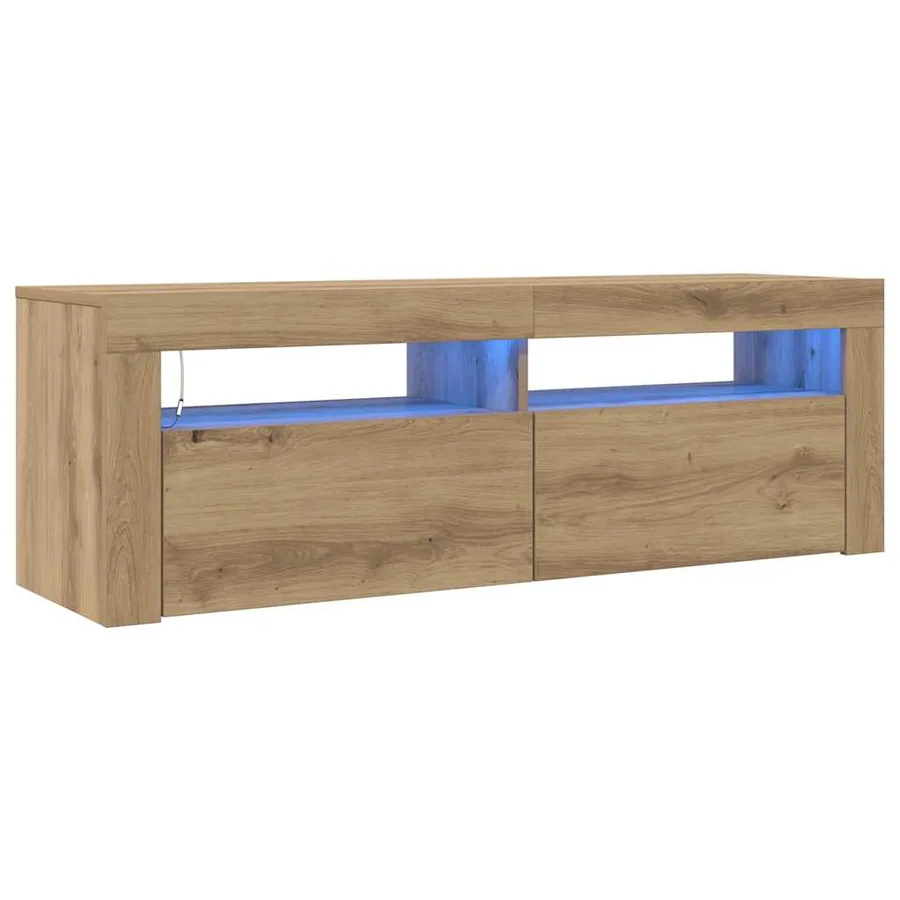 Meuble TV avec lumières LED chêne artisanal bois d'ingénierie - 2
