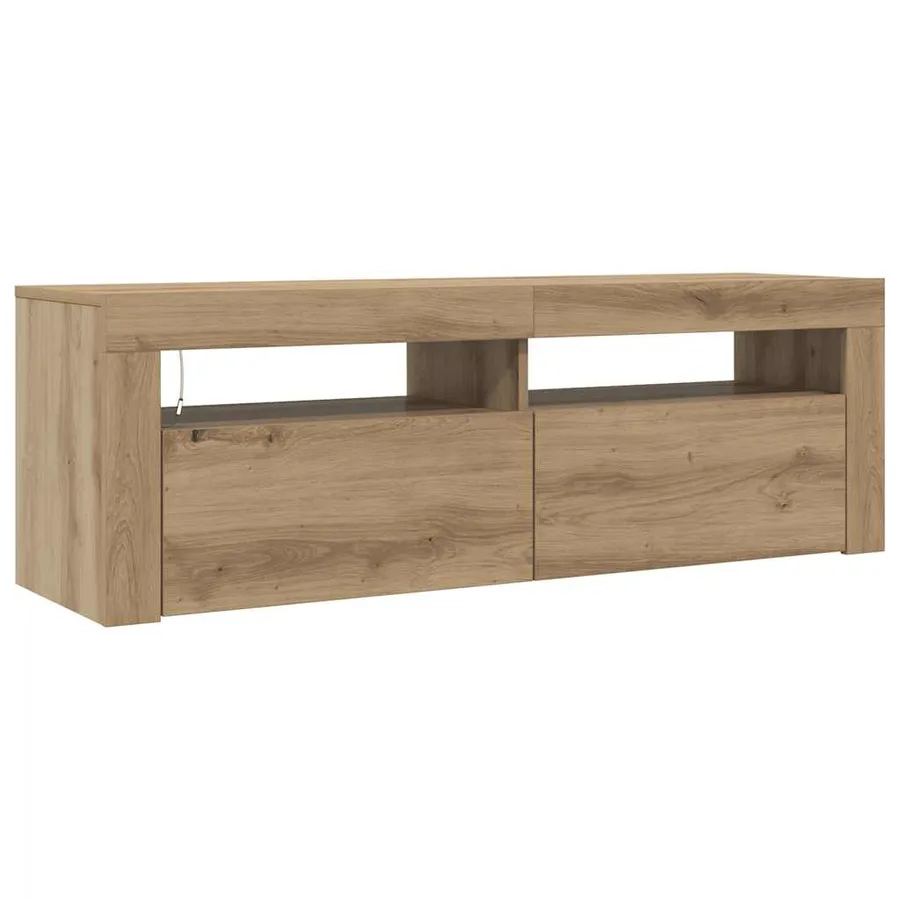 Meuble TV avec lumières LED chêne artisanal bois d'ingénierie - 7