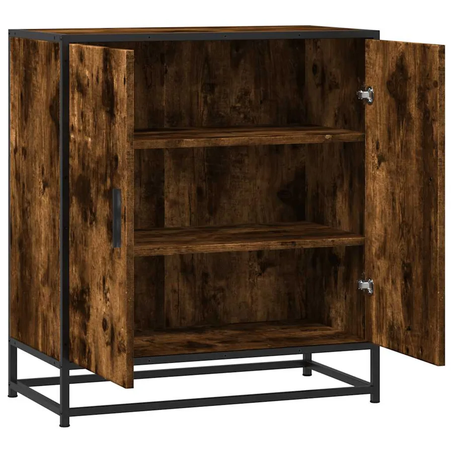 Buffet chêne fumé 68x35x76 cm bois d'ingénierie et métal - 5