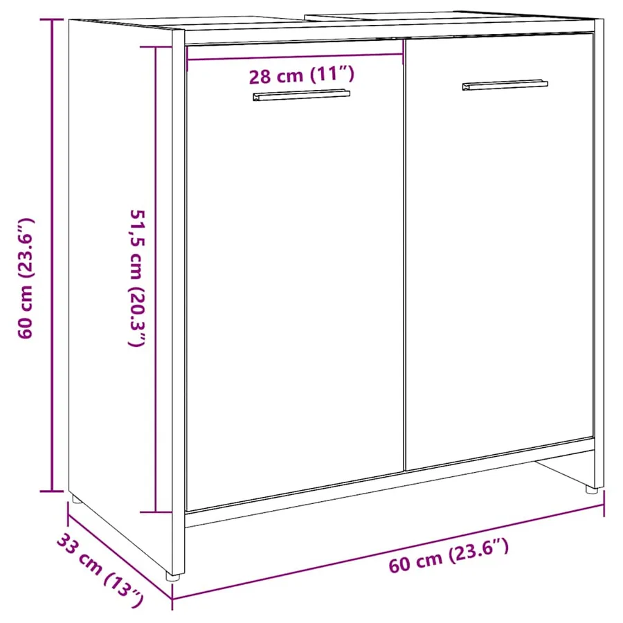 Armoire lavabo de salle de bain vieux bois 60x33x60 cm - 11