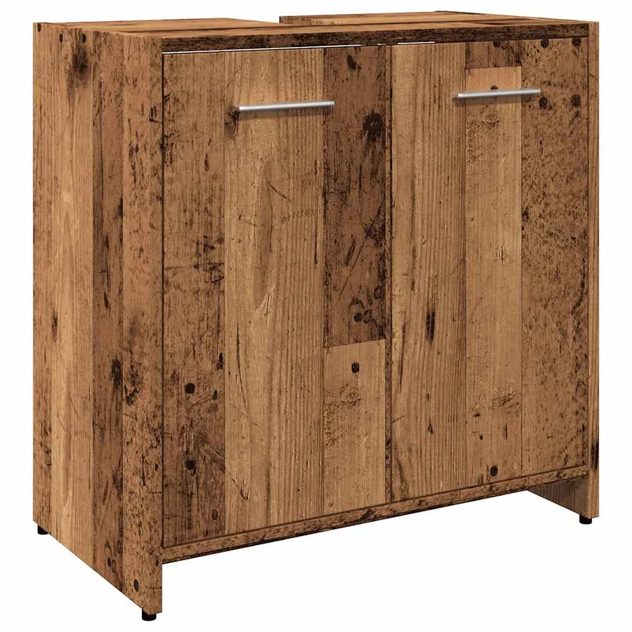 Armoire lavabo de salle de bain vieux bois 60x33x60 cm - 2