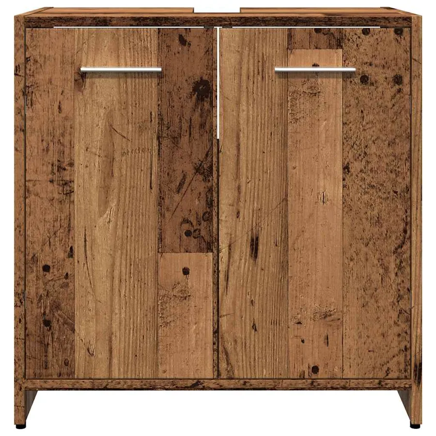 Armoire lavabo de salle de bain vieux bois 60x33x60 cm - 5