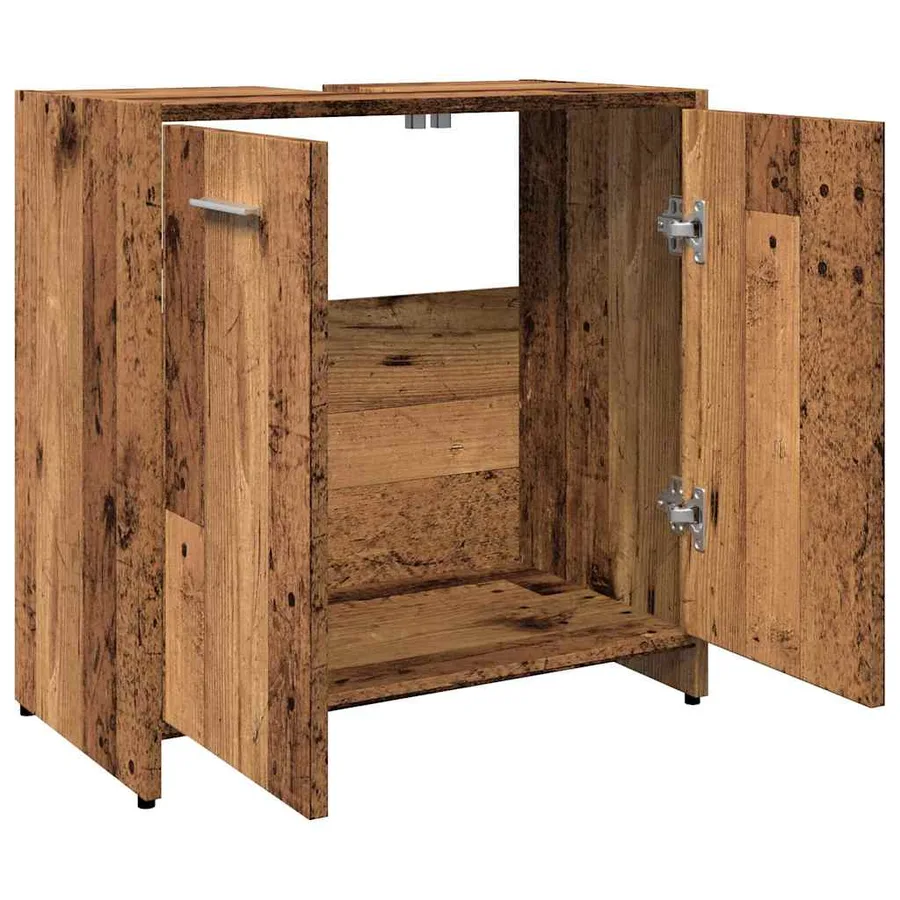 Armoire lavabo de salle de bain vieux bois 60x33x60 cm - 6
