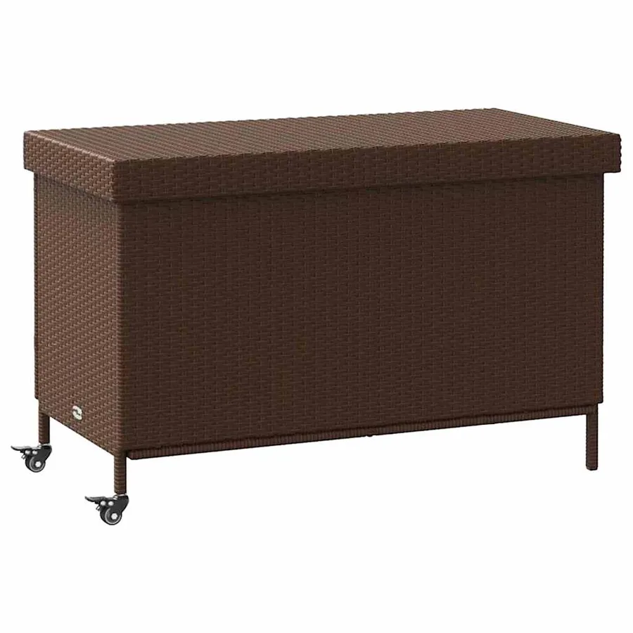 Boîte de rangement de jardin et roues marron résine tressée - 2