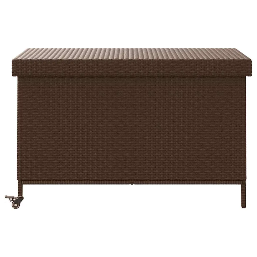 Boîte de rangement de jardin et roues marron résine tressée - 4