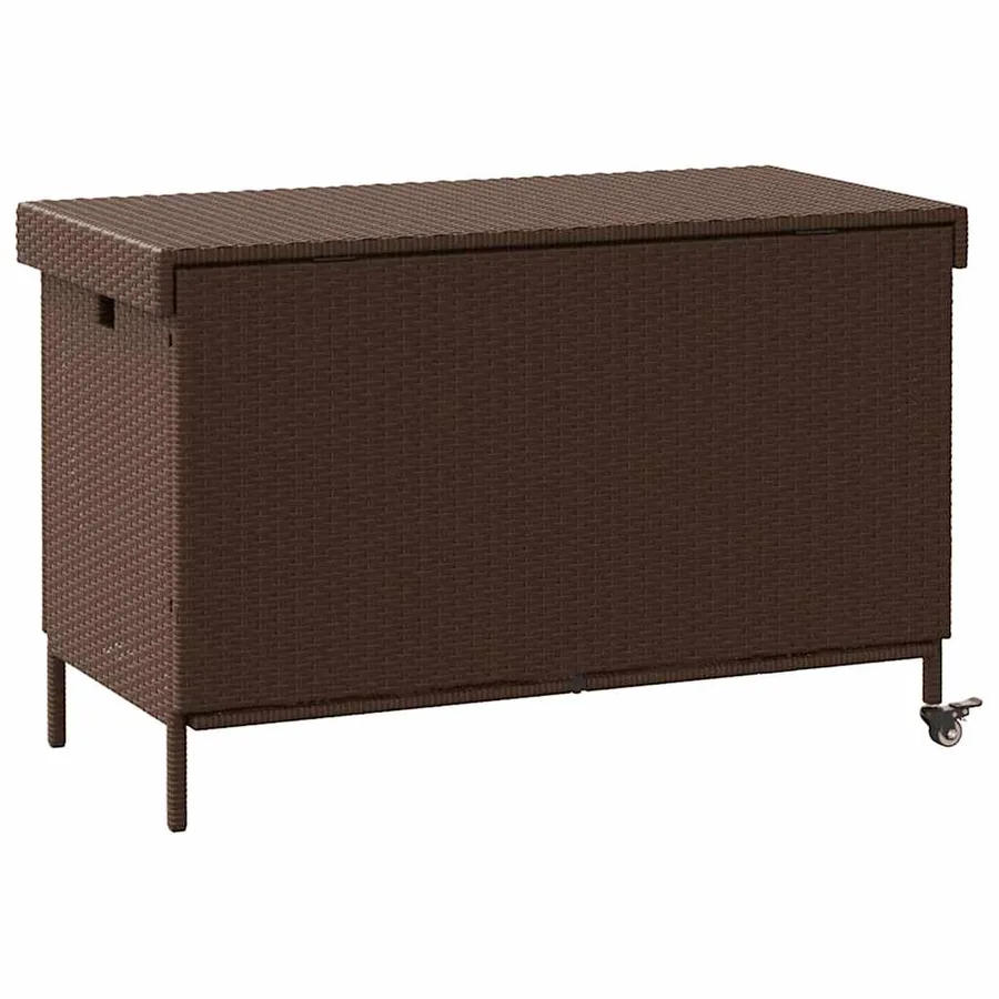 Boîte de rangement de jardin et roues marron résine tressée - 6
