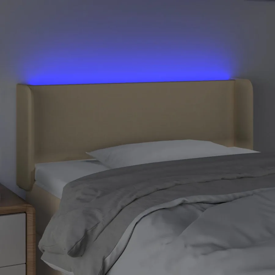 Tête de lit à LED Crème 83x16x78/88 cm Tissu - 4