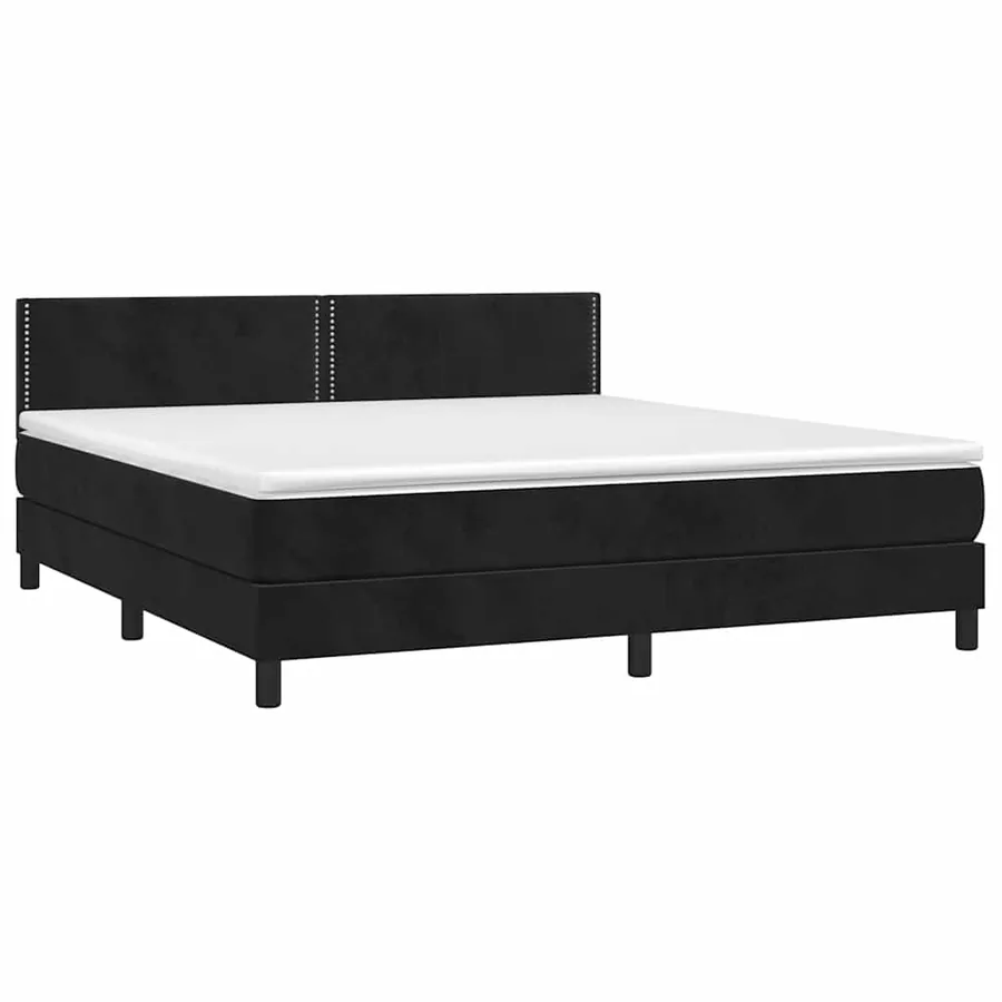 Sommier à lattes de lit et matelas Noir 160x200 cm Velours - 3