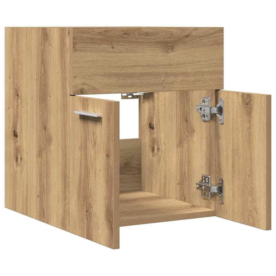 Armoire lavabo de salle de bain chêne artisanal bois ingénierie - 7