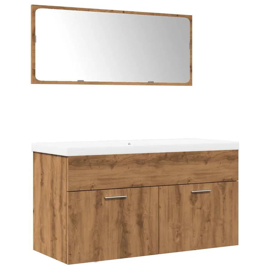 Ensemble de meubles salle de bain 3 pcs bois d'ingénierie - 2
