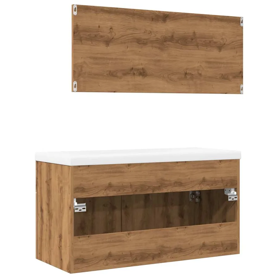 Ensemble de meubles salle de bain 3 pcs bois d'ingénierie - 9