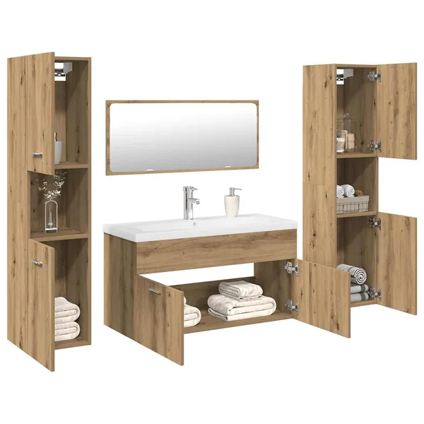 Ensemble de meubles salle de bain 5 pcs bois d'ingénierie