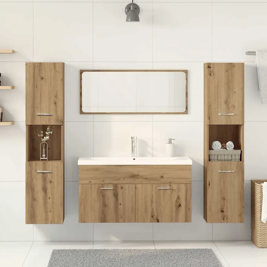 Ensemble de meubles salle de bain 5 pcs bois d'ingénierie - 3