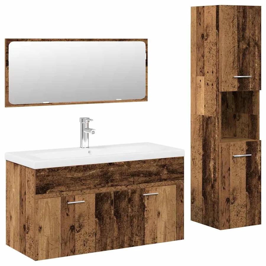 Ensemble de meubles salle de bain 4 pcs bois d'ingénierie - 2