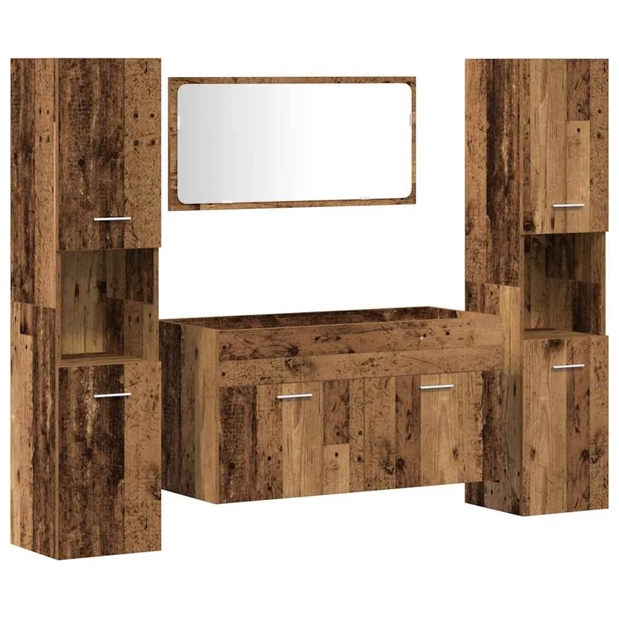 Ensemble de meubles salle de bain 4 pcs bois d'ingénierie - 2