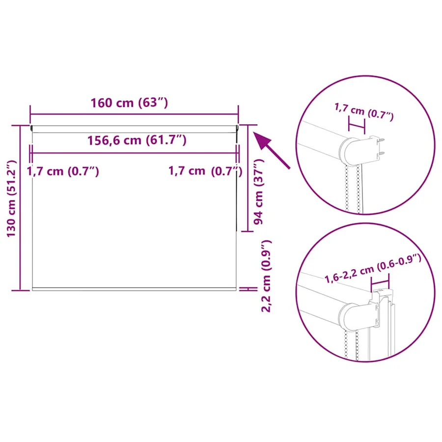 Store enrouleur occultant café 160x130cm largeur du tissu - 18