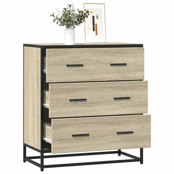 Buffet chêne sonoma 68x35x76 cm bois d'ingénierie et métal